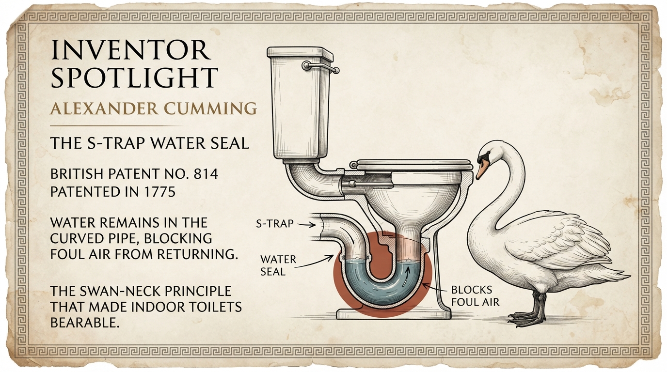 Inventor Spotlight: Alexander Cumming — The S-Trap Water Seal, British Patent No. 814, 1775
